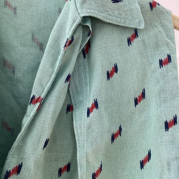 Vintage xs light green linen top, small marimekko linen pant set - Picture 2 of 8